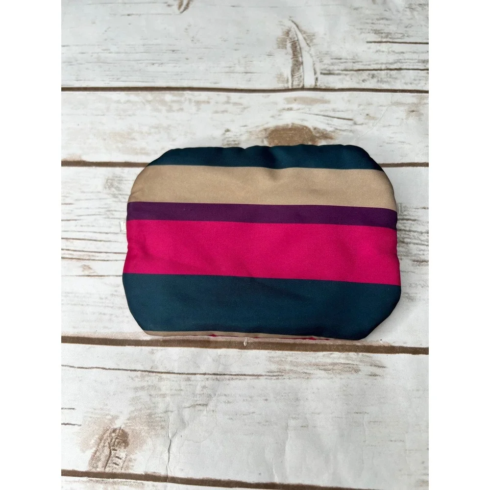 Trina Turk Cosmetic Pouch Multicolor Striped Nylon Makeup Bag Small OS